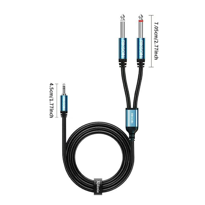 3.5mm TRS to Dual 6.35mm TS Br - Audio Music Splitter ulasan dan harga