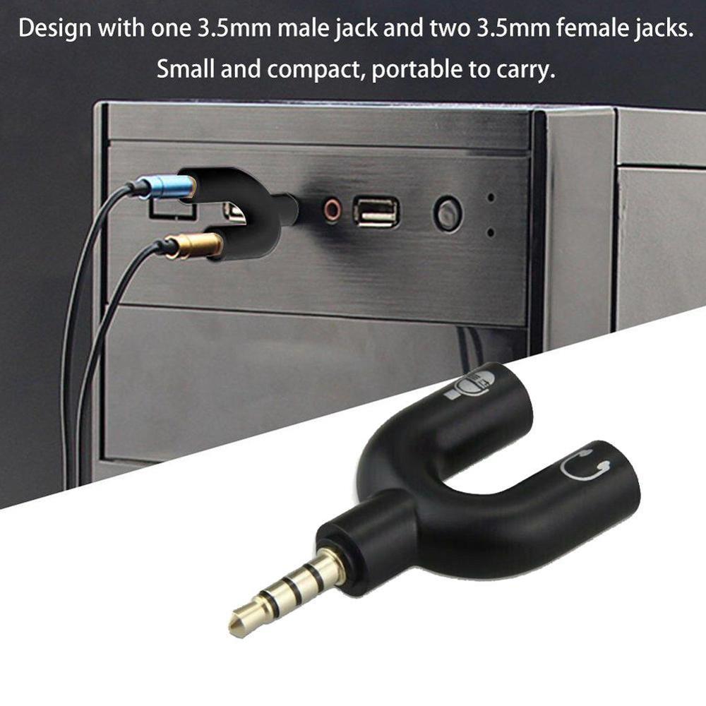 1PC Dual 3.5MM U Type Adapter  - Audio Music Splitter ulasan dan harga