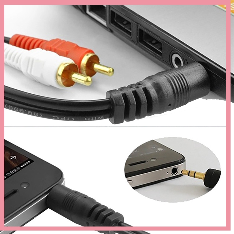 3.5mm Stereo Male Plug to 2 RC - Audio Music Player Pc ulasan dan harga